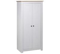Wardrobe 118x50x171.5cm Solid Pine White 3-Door 4-Shelf Sturdy Unit Hanging Rail