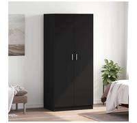 Wardrobe 2 Door Hanging Closet Black 80x52x180 cm. Engineered Wood Storage Unit