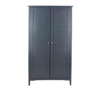 Wardrobe 2 Door Hanging Rail Shelf Bedroom Storage Metal Handles Midnight Blue