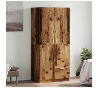 Wardrobe 2-Door Old Wood 80x50x180cm Engineered Wood Modern Storage Slim Drawer