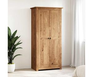 Wardrobe 3-Door Solid Pine 80x50x171.5cm Natural Wood 4 Shelves & Hanging Rail .