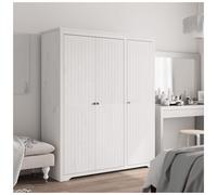 Wardrobe 3-Door White Solid Pine and Engineered Wood 151.5x52x176.5 cm French XL