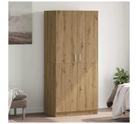 Wardrobe 4-Door Artisan Oak 90x52x200cm Engineered Wood Modern Storage Steel Bar