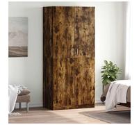 Wardrobe 4-Door Smoked Oak 90x52x200cm Engineered Wood Modern Storage FlushDoors