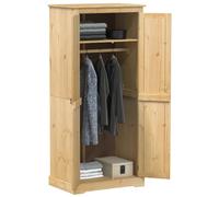Wardrobe 76x50x170cm Solid Pine Honey Finish 2-Door Rustic Wood Closet w/Handles