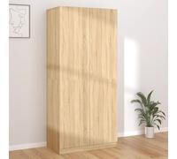 Wardrobe 90x50x200cm Engineered Wood Smoked Oak 2-Door Hanging Closet Tall Slim