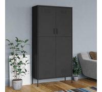 Wardrobe Anthracite Steel 90 x 50 x 180 cm with Clothes Rail, 4 Shelves, Modern Organiser System for Bedroom, Hallway, Children's Room and Dressing Room