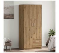 Wardrobe Artisan Oak 80x50x180cm Engineered Wood 2-Door Drawer Storage Compact.