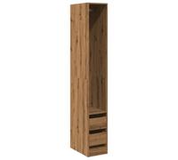 Wardrobe Artisan Oak Wood Material 30 x 50 x 200 cm with Drawers and Clothes Rail Modern Storage Space for Bedroom Hallway Compact Wardrobe Organiser System