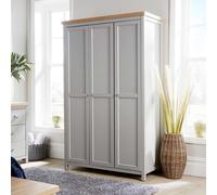 Home Source Avon 3 Door 36mm Thick Top Wardrobe With Storage Shelves Grey