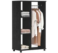 Homcom Rolling Open Wardrobe Hanging Rail Storage Shelves For Clothes, Black