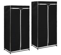 Wardrobe Black 75x50x160 cm Iron Frame Polyester Cover Portable Storage With Zip