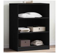 Wardrobe Black 77x48x102cm Engineered Wood 3-Shelf Modern Minimalist Storage UK