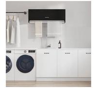 Wardrobe Black Oak 100x32.5x35cm Engineered Wood. Slim Wall-Mounted With Drawer