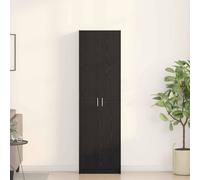 Wardrobe Black Oak 55x25x189cm Engineered Wood 2-Door 5-Shelf Freestanding Slim