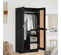 Wardrobe Black Oak 82.5x51.5x180 cm Engineered Wood Rustic 2-Door Storage Large