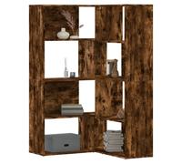 Wardrobe Black Oak 85x85x140cm Engineered Wood 6 Shelves Minimalist Corner Slim
