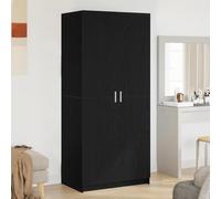 Wardrobe Black Oak Effect Wood Composite 80 x 50.5 x 180 cm with 2 Doors and Shelf Modern Storage Space for Bedroom and Dressing Room Compact Storage