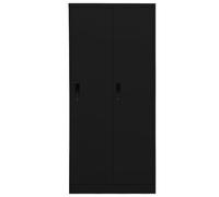 Wardrobe Black Steel 80 x 50 x 180 cm with 2 Compartments 2 Locks and Clothes Rail for Bedroom and Hallway Modern Storage Solution with Lots of Storage Space and Robust Metal Design