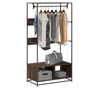 Wardrobe Brown Oak 90x50x180cm Engineered Wood & Metal Frame Industrial Storage
