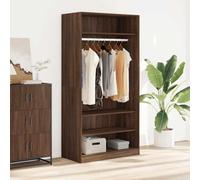 Wardrobe Brown Oak Look Wood Material 100 x 50 x 200 cm with Clothes Rail and Storage Space for Bedroom, Hallway, Dressing Room, Modern Organiser System, Durable and Easy to Clean