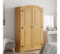Wardrobe Brown Solid Pine 101x52x170cm Domed 2-Door Mexican Rustic Waxed Black