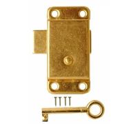 Wardrobe Cabinet Cupboard Drawer Surface Lock and Key 63mm (2.1/2 inch) Brass Vintage Retro Old Style Wardrobe Lock -Cupboard Drawer Cabinet Door Catch Pack of 1.