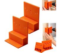 Wardrobe Cabinet Side Filler Panel Installation Locator, 18-22mm Panel Jig, Solid Plastic, Stepped Profile with 5 Countersunk Holes, Embossed Markings, Orange, for Cabinets, Closets & Woodworking，2pc
