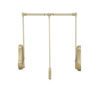Wardrobe Closet Rod - Clothes Rail, Wardrobe Clothes Hanger Rail Soft Return, Lift Pull Down Adjustable Width Hanging Rod, Metal Wardrobes Lifting Rod Width Adjustable(Gold,51-65cm)