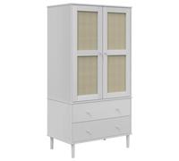 Wardrobe Clothes Storage Cabinet SENJA Rattan Look Solid Wood Pine vidaXL