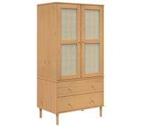 Wardrobe Clothes Storage Cabinet SENJA Rattan Look Solid Wood Pine vidaXL