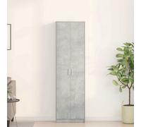 Wardrobe Concrete Grey 55x25x189 cm Engineered Wood 2 Door 5-Shelf Slim Compact