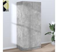 Wardrobe Concrete Grey 80x50x180cm Engineered Wood Compact Storage Unit w/ Rail