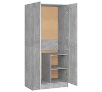 Wardrobe Concrete Grey Made of Wood 82.5 x 51.5 x 180 cm with Storage Space, Clothes Rail, Drawers, Shelves for Bedroom, Hallway, Children's Room and Modern Dressing Room