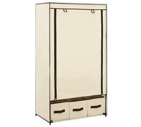 vidaXL Wardrobe Cream Fabric Clothing Garment Stand Storage Cupboard Organiser
