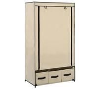 Wardrobe Cream 87x49x159 cm Non-Woven Fabric Portable Closet with 3 Drawers Zips