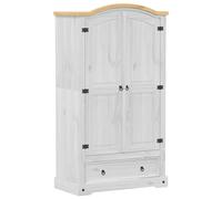 vidaXL Wardrobe Armoire Closet Clothes Storage Organiser White Solid Wood Pine