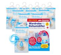 Wardrobe Dehumidifier Hanging Bags - Pack of 10 Moisture Absorbers to Stop Damp, Mould, Mildew & Condensation - Ideal for Wardrobes, Caravans, Garages, Basements & Storage