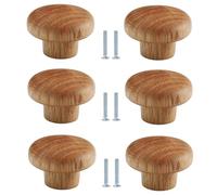 Wardrobe Door Handle and Knobs Solid Wood Handles,Log Cabinet Doors,Cabinet Wardrobe Drawer Handles,Wooden Cabinet Door Handles,Oak,Diameter 36mm,6 Pack