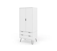 Wardrobe Double Door 2 Drawer Industrial with Hanging Rail Metal Hairpin Legs