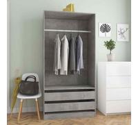 Wardrobe Engineered Wood Concrete Grey Clothing Cabinet Shelf Storage vidaXL