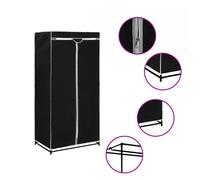 Wardrobe Fabric Closet 75x50x160cm Black Iron Frame Polyester Cover with Zipper