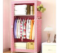 Wardrobe Fabric Wardrobe Foldable Wardrobe Stable Folding Wardrobe with Clothes Rail Camping Wardrobe Portable Wardrobe Open Wardrobe System Standing Wardrobe for Living Room and Room Use(Pink)