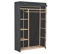 Wardrobe Grey 110x40x170cm Pinewood & Cotton-Blend Fabric Organizer with Hangers