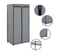 Wardrobe Grey 75x50x160cm Iron Frame 100% Polyester Cover with Zipper anti-tip.