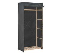 Wardrobe Grey 79x40x170 cm Fabric & Fir Wood Frame Dustproof Closet Rail Easy