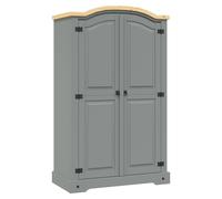 vidaXL Wardrobe Mexican Pine Corona Range 2 Doors Grey Clothes Cabinet Closet