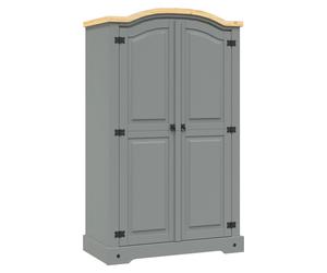 Wardrobe Grey Body Brown Top Solid Pine 101x52x170cm Domed Top 2 Doors Mexican.