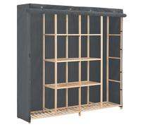 Wardrobe Grey Fabric Solid Fir Wood Frame 173x40x170 cm Dustproof Organizer Home