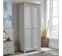Wardrobe Grey Oak 2 Door Two Tone Wooden Hanging Rail Storage Shelves Home Source Grey One Size